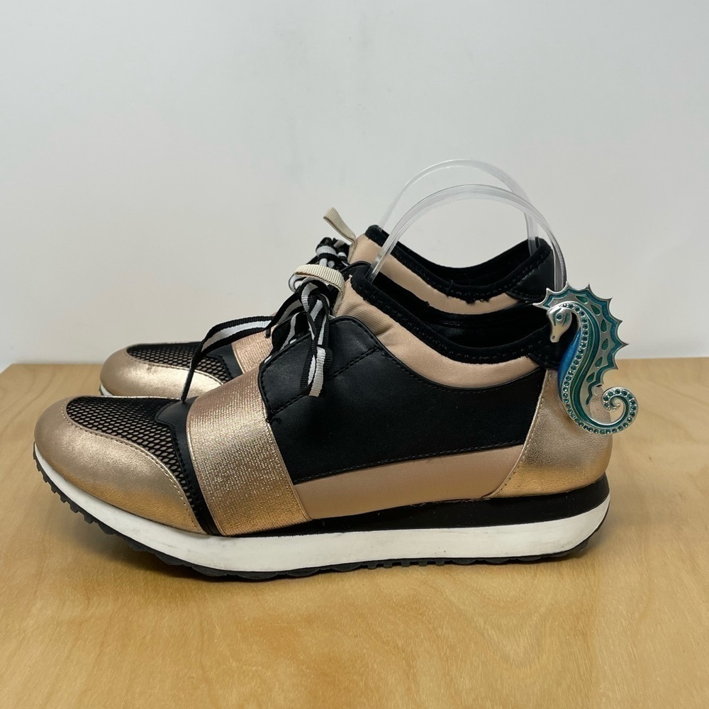Steve Madden Rose Gold/Black 2 Tone Kaiyo Sneakers Size 8.5 - Picture 1 of 8